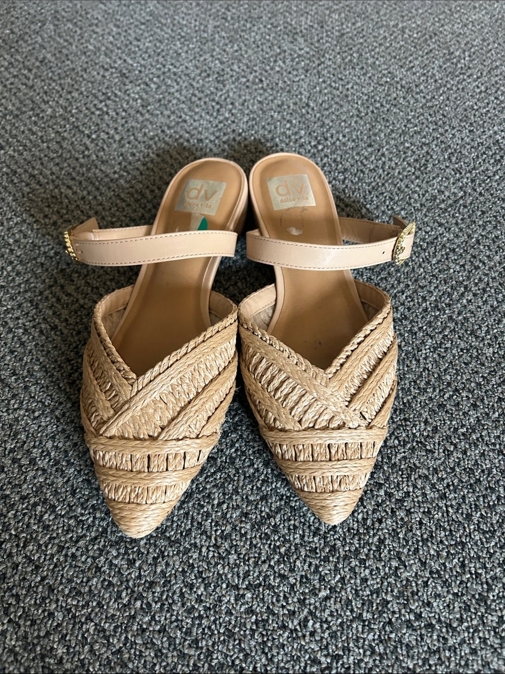 DV by Dolce Vita Braided Raffia Pointed Mules in Tan